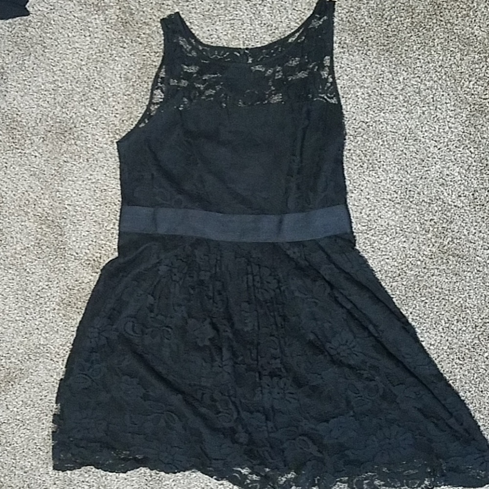Black lace over laid A-line cocktail dress